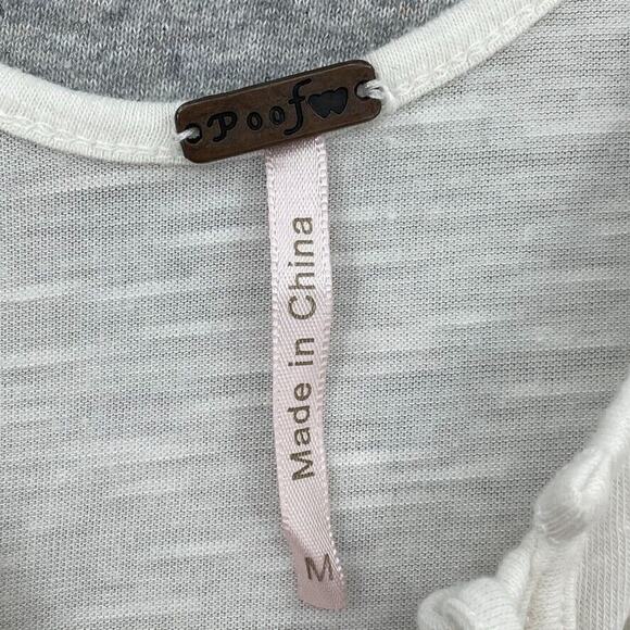 Poof Tank Top Shirt Womens Medium White Lace Up V Neck Sleeveless Lightweight - Picture 2 of 12